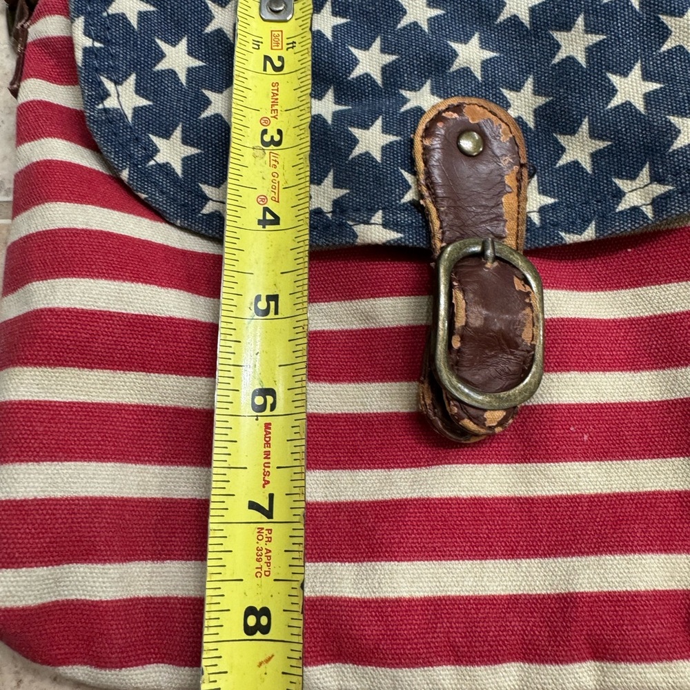 Retro US Flag Motif Patriotic Women’s Boho Hippie Aged Shoulder Bag Purse - Picture 11 of 12